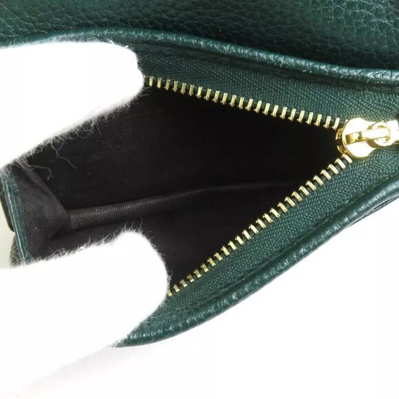 Auth GUCCI Bifold Wallet Chain Wallet Dark Green/Gold/Silver Leather - e59961a - Picture 4 of 11